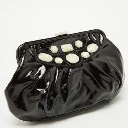 Pre Owned Moschino Black Patent Leather Clutch