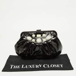 Pre Owned Moschino Black Patent Leather Clutch