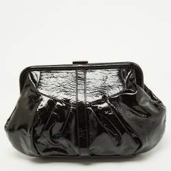 Pre Owned Moschino Black Patent Leather Clutch