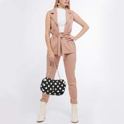 Moschino Black/White Quilted Polka Dots Canvas Flap Shoulder Bag