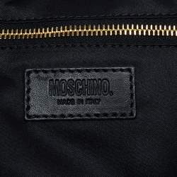 Moschino Black/White Quilted Polka Dots Canvas Flap Shoulder Bag