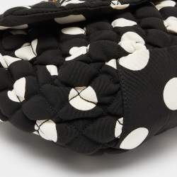 Moschino Black/White Quilted Polka Dots Canvas Flap Shoulder Bag