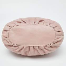 Pre Owned Moschino Pink Quilted Leather Pearl Embellished Satchel