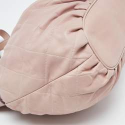 Pre Owned Moschino Pink Quilted Leather Pearl Embellished Satchel