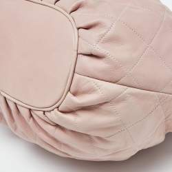 Pre Owned Moschino Pink Quilted Leather Pearl Embellished Satchel