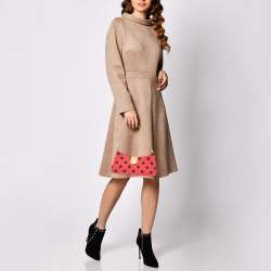 Moschino Red/Black Canvas and Leather Polka Baguette Bag