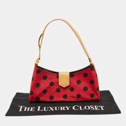 Moschino Red/Black Canvas and Leather Polka Baguette Bag