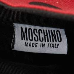 Moschino Red/Black Canvas and Leather Polka Baguette Bag