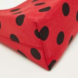 Moschino Red/Black Canvas and Leather Polka Baguette Bag