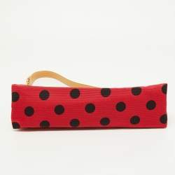 Moschino Red/Black Canvas and Leather Polka Baguette Bag
