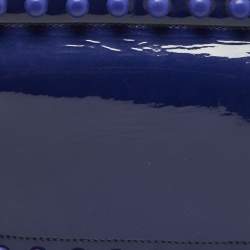 Pre Owned Moschino Purple/White Patent and Leather Studded Flap Shoulder Bag