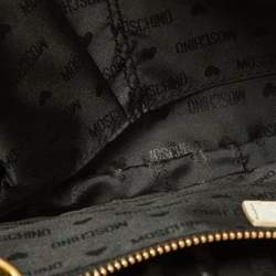 Pre Owned Moschino Purple/White Patent and Leather Studded Flap Shoulder Bag