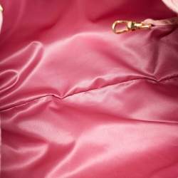 Pre Owned Moschino Pink Croc Embossed Leather Bow Flap Bag