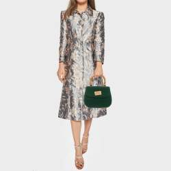 Pre Owned Moschino Green Wool Bamboo Top Handle Bag