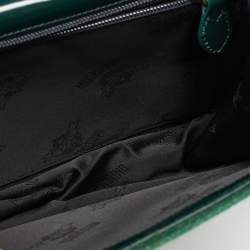 Pre Owned Moschino Green Wool Bamboo Top Handle Bag