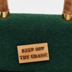 Pre Owned Moschino Green Wool Bamboo Top Handle Bag