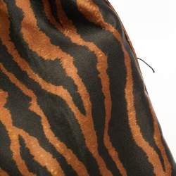 Moschino Brown/Black Zebra Print Fabric and Leather Zip Tote