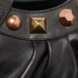 Pre Owned Moschino Black Leather Embellished Chain Link Satchel