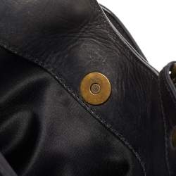 Pre Owned Moschino Black Leather Embellished Chain Link Satchel