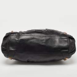 Pre Owned Moschino Black Leather Embellished Chain Link Satchel