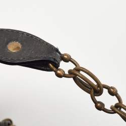 Pre Owned Moschino Black Leather Embellished Chain Link Satchel