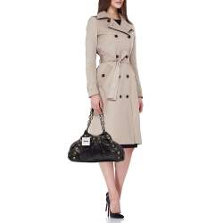 Pre Owned Moschino Black Leather Embellished Chain Link Satchel