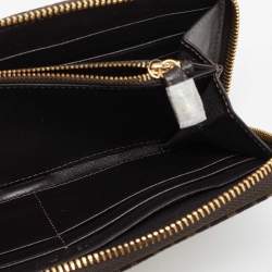 Moschino Brown Signature Canvas Zip Around Wallet