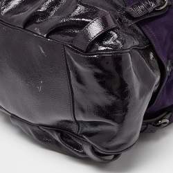 Pre Owned Moschino Purple Patent Leather and Suede Satchel