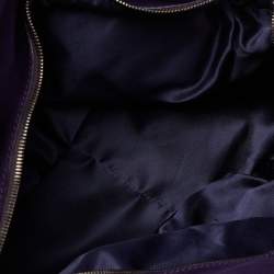 Pre Owned Moschino Purple Patent Leather and Suede Satchel