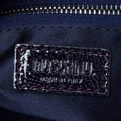 Pre Owned Moschino Purple Patent Leather and Suede Satchel