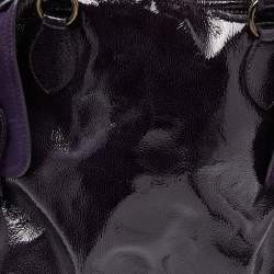 Pre Owned Moschino Purple Patent Leather and Suede Satchel