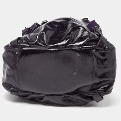 Pre Owned Moschino Purple Patent Leather and Suede Satchel
