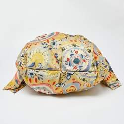 Moschino Multicolor Floral Print Fabric and Watersnake Leather Hobo