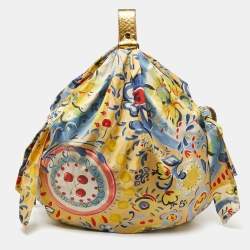 Moschino Multicolor Floral Print Fabric and Watersnake Leather Hobo