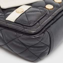 Moschino Black/White Quilted Leather Jacket Shoulder Bag