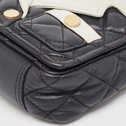 Moschino Black/White Quilted Leather Jacket Shoulder Bag