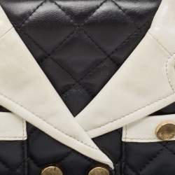 Moschino Black/White Quilted Leather Jacket Shoulder Bag