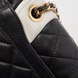 Moschino Black/White Quilted Leather Jacket Shoulder Bag