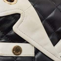 Moschino Black/White Quilted Leather Jacket Shoulder Bag