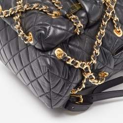 Moschino Black Quilted Faux Leather Chain Link Backpack