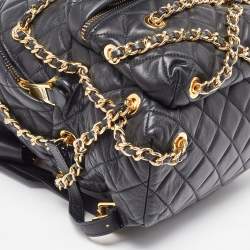 Moschino Black Quilted Faux Leather Chain Link Backpack