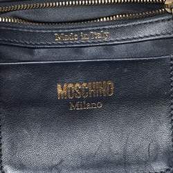 Moschino Black Quilted Faux Leather Chain Link Backpack