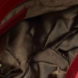 Moschino Red Signature Canvasand Leather Heart Charm Hobo