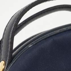 Pre Owned Moschino Blue Nylon and Leather Baguette Bag