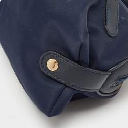 Pre Owned Moschino Blue Nylon and Leather Baguette Bag