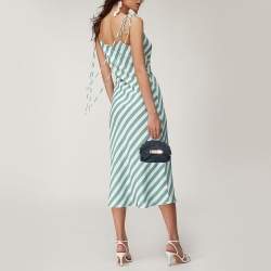 Pre Owned Moschino Blue Nylon and Leather Baguette Bag