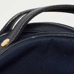 Pre Owned Moschino Blue Nylon and Leather Baguette Bag