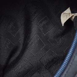 Pre Owned Moschino Blue Nylon and Leather Baguette Bag