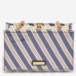 Moschino Multicolor Stripe PVC Frame Chain Clutch