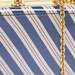 Moschino Multicolor Stripe PVC Frame Chain Clutch